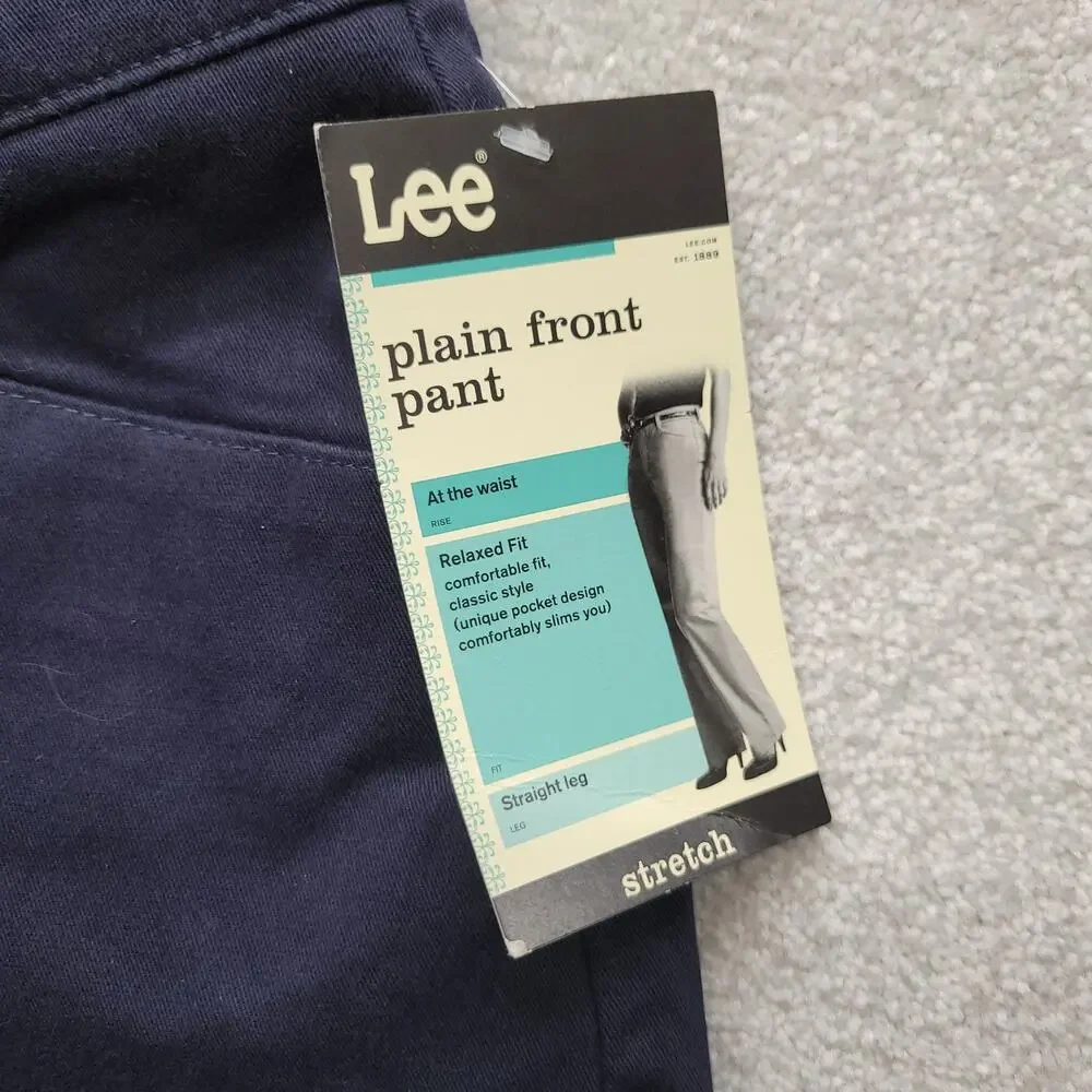 Lee Womens 18 Medium Navy Relaxed Fit Straight Leg Stretch Dress Pants NWT